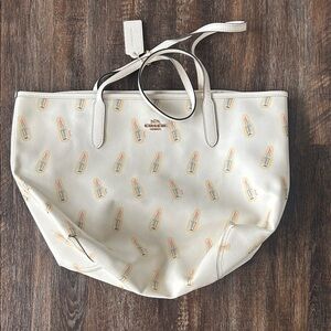 Coach Cream Lipstick Pattern Tote